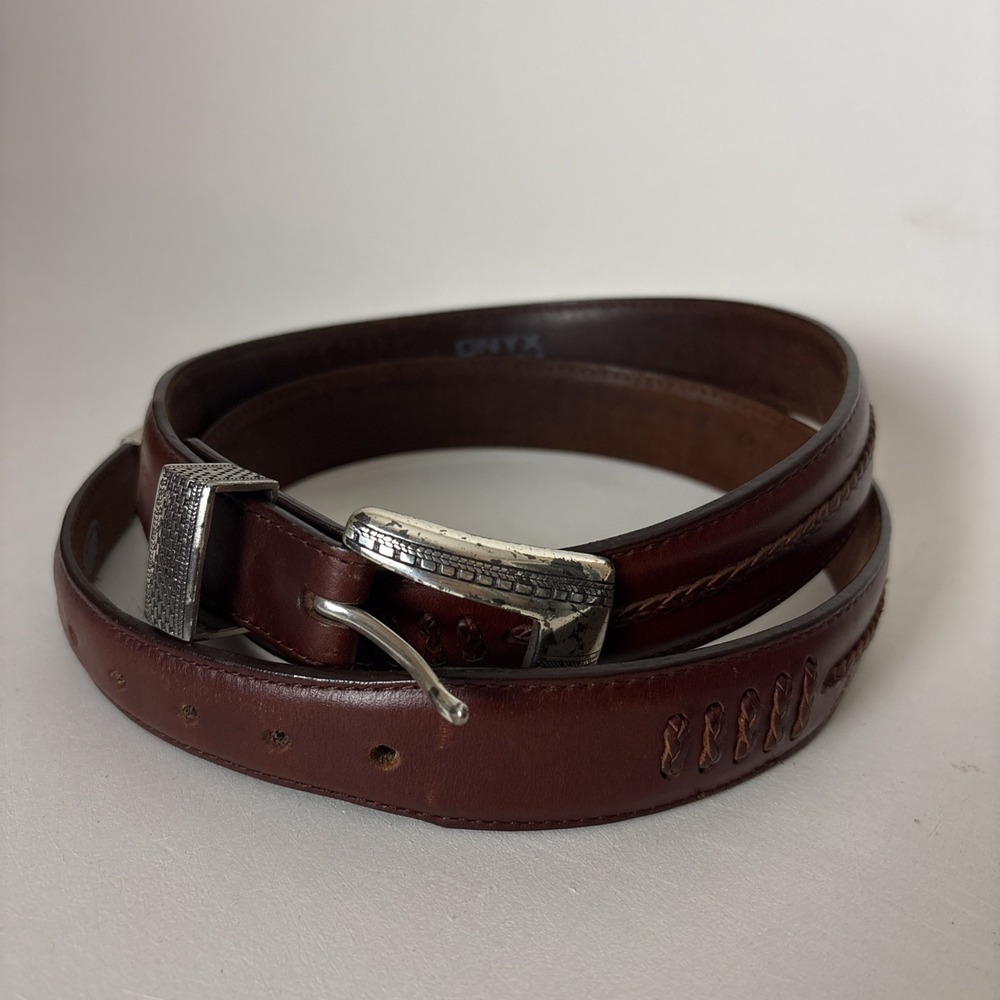 Onyx By Brighton Men's reddish brown leather belt size 42 vintage 1993